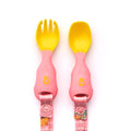 BIBaDO - Handi Toddler Cutlery Food-Safe Toddler Utensils Toddler Fork and Spoon Set Toddler Eating Utensils for Babies 6 Months and Up Attaches to Bibado Coverall Bib Teddy Bears Bike Ride