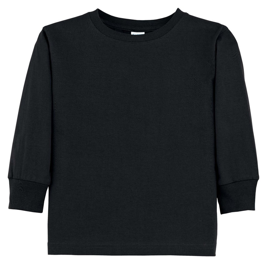 RABBIT SKINS Toddler 100% Cotton Fine Jersey Long Sleeve Tee (Black 56 Toddler)