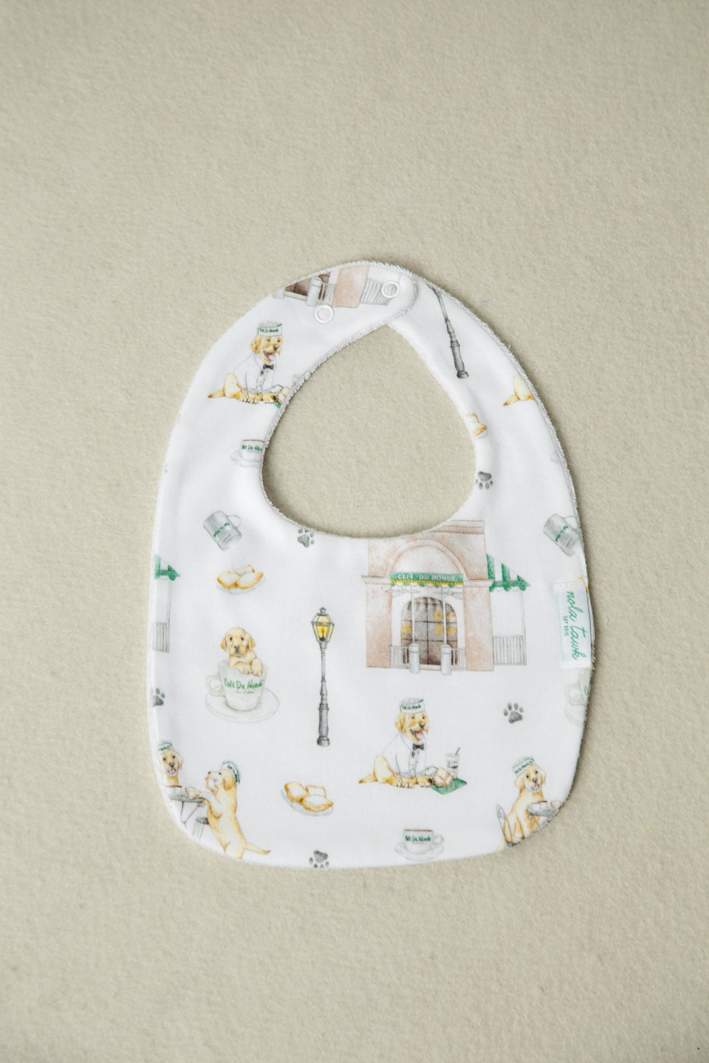Powdered Sugar and Puppies Organic Cotton Baby Bib